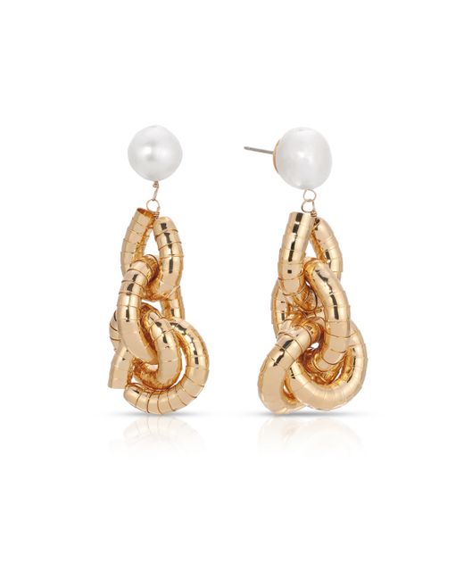 Ettika Liquid Plated Cultured Freshwater Pearl 18K Drop Earrings