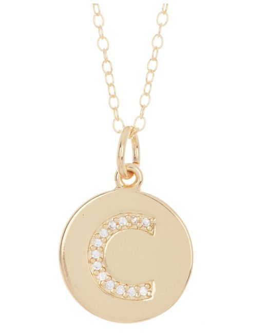 Adornia 18 Chain 14K Gold Plated Disc Necklace with Crystal Engraved Letter