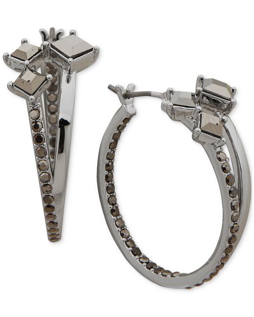 Karl Lagerfeld Paris Small Crystal Split-Hoop Earrings 0.87
