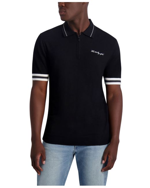 Karl Lagerfeld Contrasting Sleeves and Signature Logo Sweater Polo Shirt