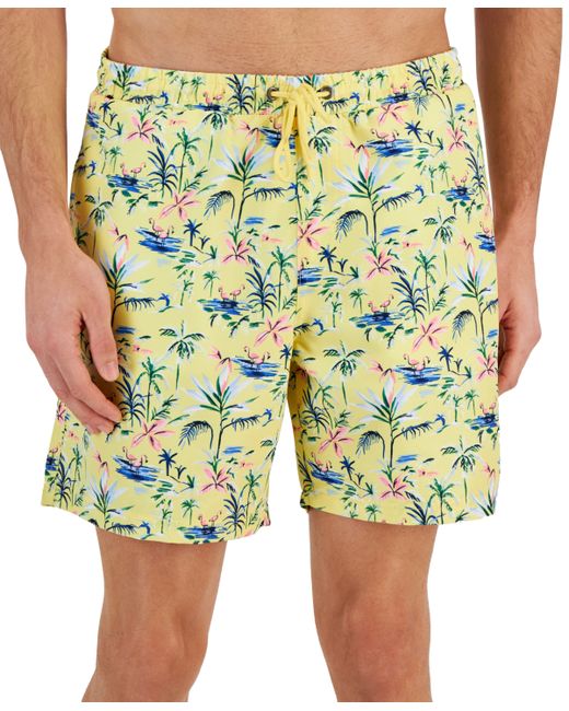 Club Room Flamingo Floral-Print Quick-Dry 7 Swim Trunks Created for