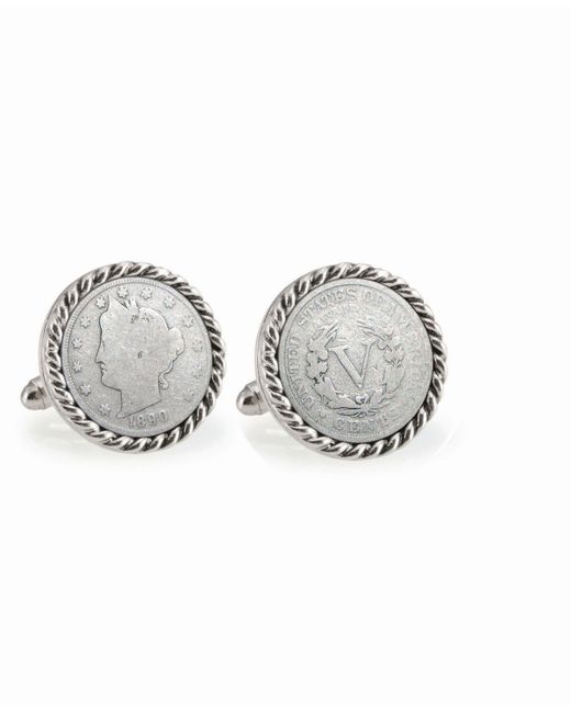 American Coin Treasures 1800s Liberty Nickel Rope Bezel Coin Cuff Links
