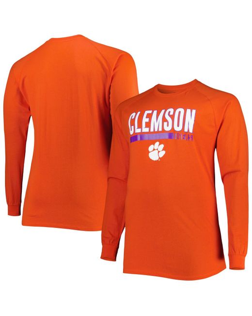 Profile Clemson Tigers Big and Tall Two-Hit Raglan Long Sleeve T-shirt