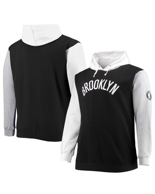 Fanatics and White Brooklyn Nets Big Tall Double Contrast Pullover Hoodie