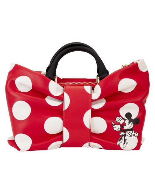 Loungefly Mickey Friends Distressed Minnie Mouse Rocks The Dots Figural Bow Crossbody Bag