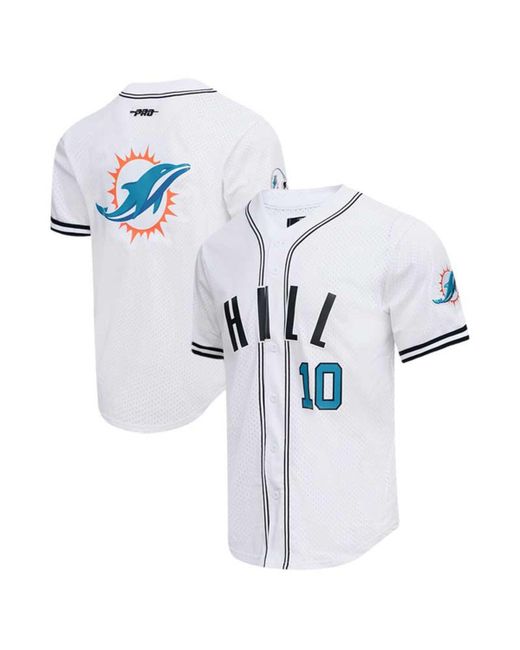 Pro Standard Tyreek Hill Miami Dolphins Mesh Baseball Button-Up T-shirt