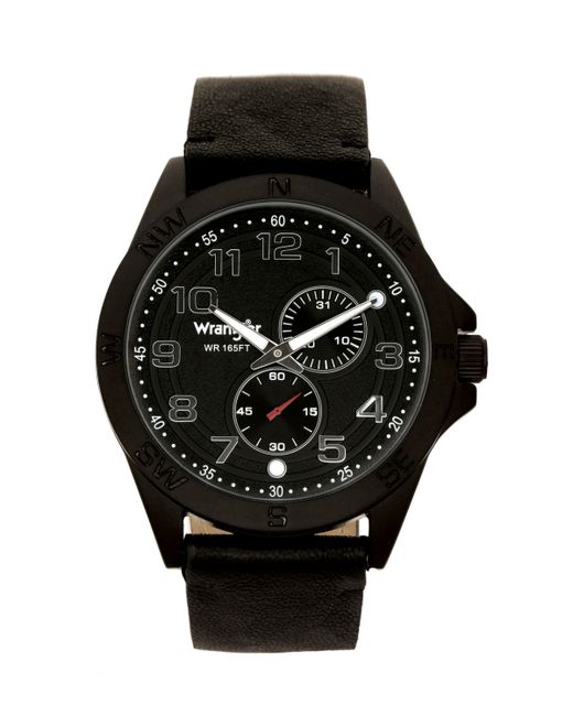 Wrangler Faux Leather Strap Watch 48MM