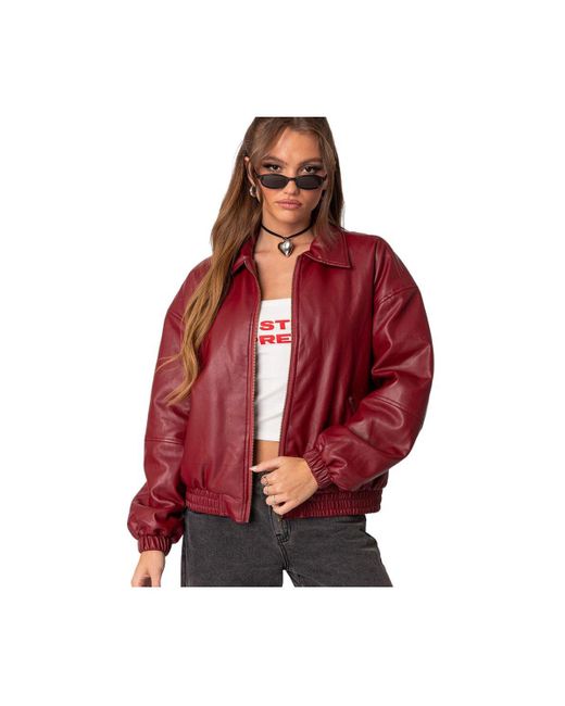 Edikted Halley faux leather bomber jacket