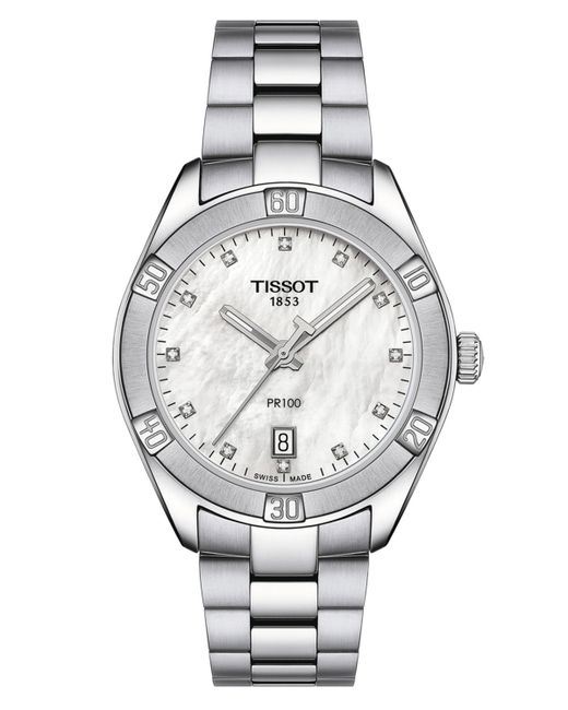 Tissot Swiss Pr 100 Sport Chic Diamond 1/20 ct. t.w. Stainless Steel Bracelet Watch 36mm