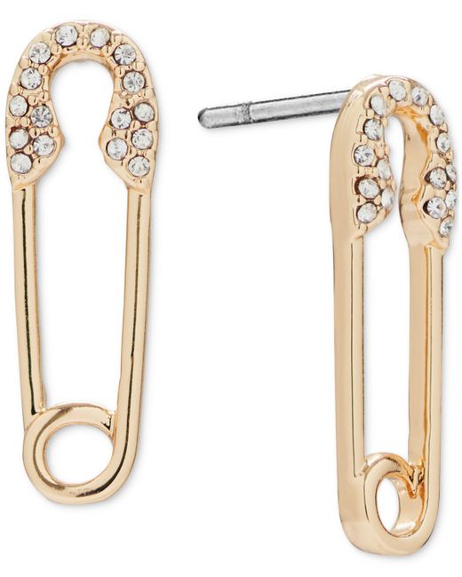 Lucky Brand Tone Pave Safety Pin Drop Earrings