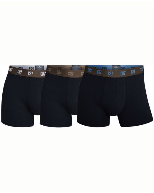Cr7 Cotton Blend Trunks Pack of 3 Brown Blue White