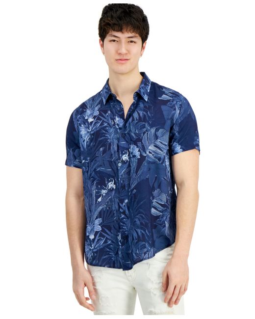 Guess Tropical-Print Short-Sleeve Button-Down Shirt