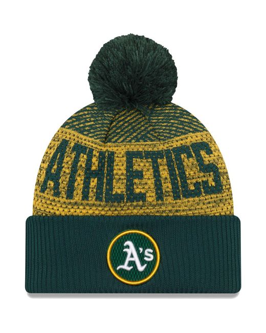 New Era Oakland Athletics Authentic Collection Sport Cuffed Knit Hat with Pom