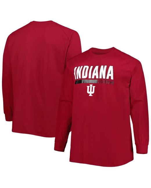 Profile Indiana Hoosiers Big and Tall Two-Hit Raglan Long Sleeve T-shirt