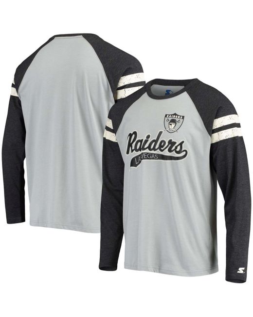 Starter and Black Las Vegas Raiders Throwback League Raglan Long Sleeve Tri-Blend T-shirt