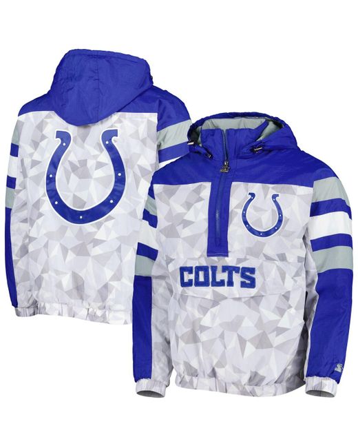 Starter Royal Indianapolis Colts Thursday Night Gridiron Raglan Half-Zip Hooded Jacket