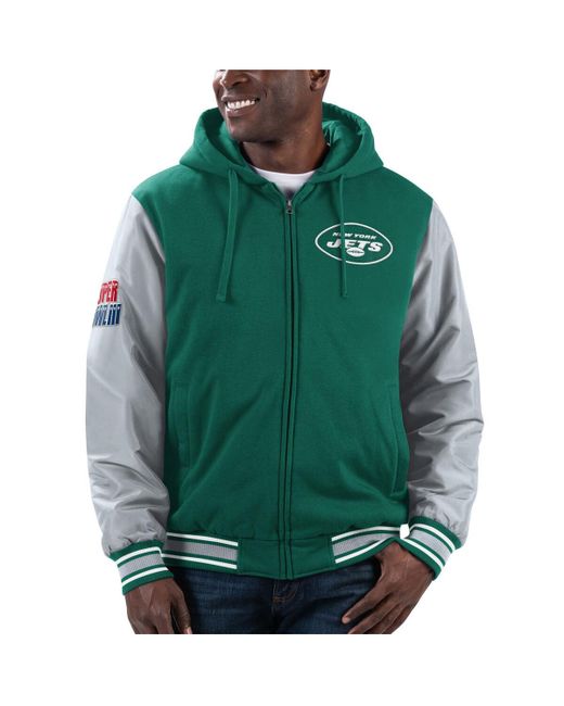G-iii Sports By Carl Banks Gray New York Jets Player Option Full-Zip Hoodie Jacket