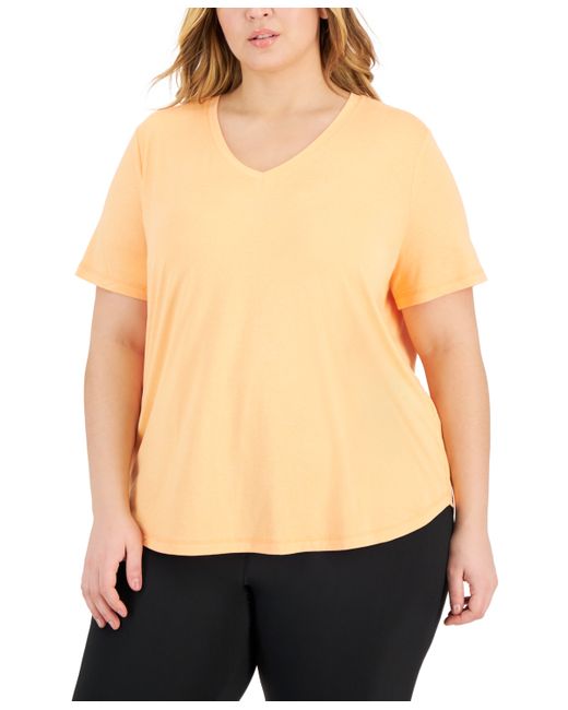 Id Ideology Plus Curved-Hem V-Neck Top Created for