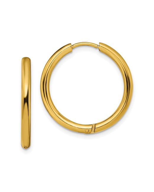 Chisel Polished Yellow plated Hinged Hoop Earrings