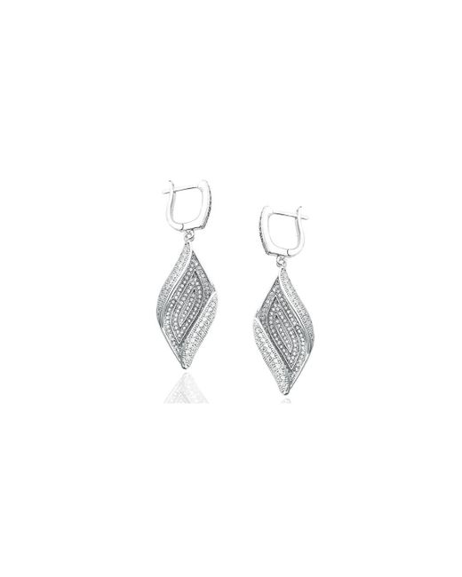 Suzy Levian New York Suzy Levian Sterling Silver Cubic Zirconia Pave Stylish Drop Earrings