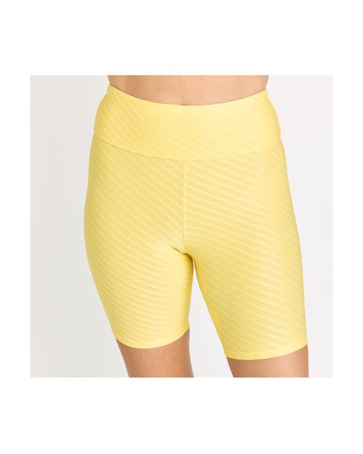 Calypsa Mid-Thigh Swim Shorts Buttercup textured