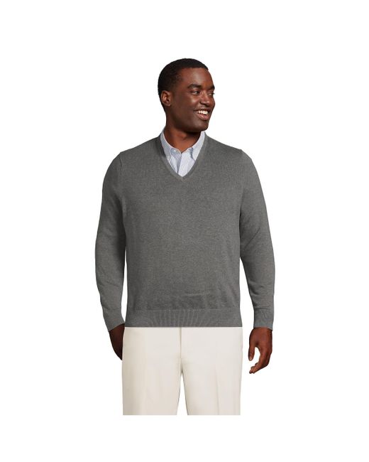 Lands' End Big Tall Classic Fit Fine Gauge Supima Cotton V-neck Sweater