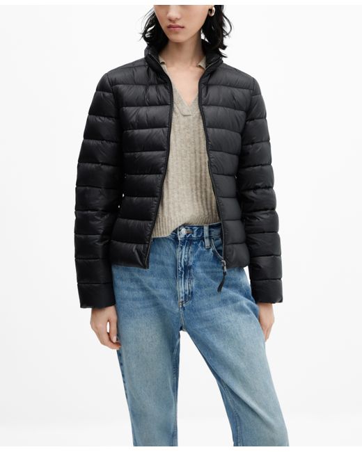 Mango Quilted Feather Coat