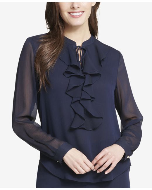 Tommy Hilfiger Ruffled Tie-Neck Blouse