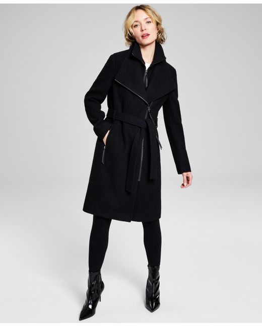 Calvin Klein Wool Blend Belted Wrap Coat Created for Macy