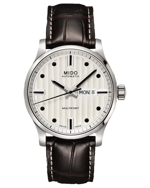 Mido Swiss Automatic Multifort Brown Leather Strap Watch 42mm