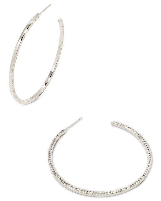 Kendra Scott Rhodium-Plated Medium Hoofprint-Trim C-Hoop Earrings 1.89