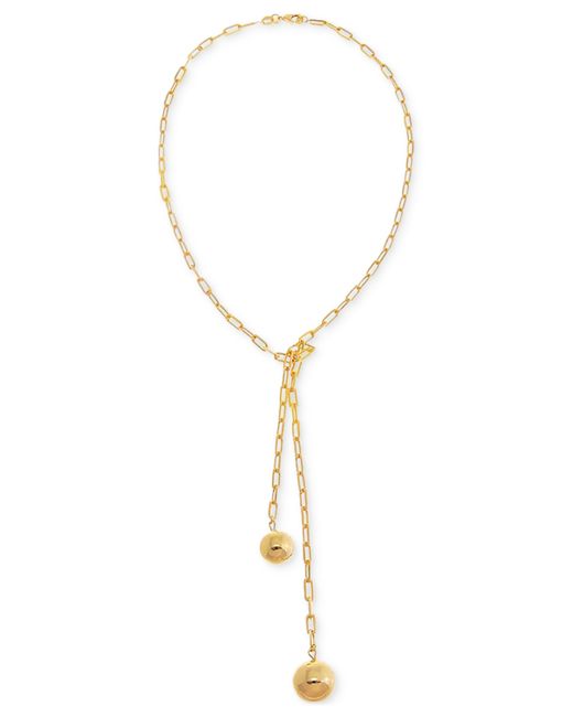 By Adina Eden 14k Plated Double Ball Paperclip Chain 18 Lariat Necklace
