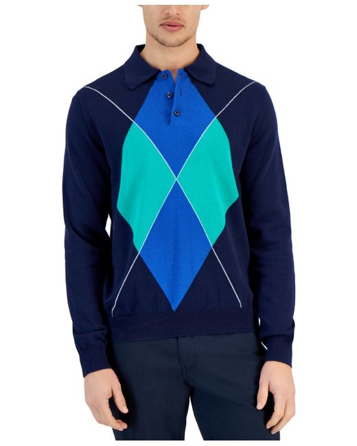 Club Room Argyle Long Sleeve Rugby Sweater Created for