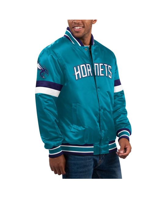 Starter Charlotte Hornets Home Game Satin Full-Snap Varsity Jacket