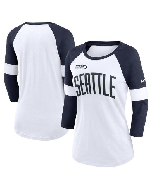 Nike Seattle Seahawks Heather College Navy Football Pride Raglan 3/4-Sleeve T-shirt