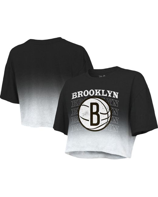 Majestic Threads and White Brooklyn Nets Repeat Dip-Dye Cropped T-shirt