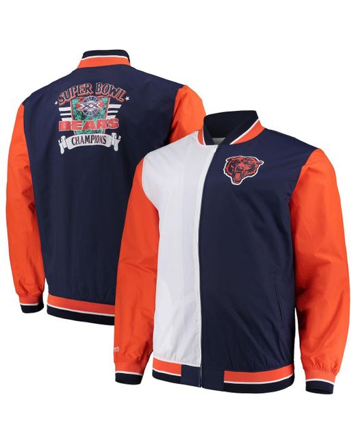 Mitchell & Ness White Chicago Bears Big and Tall Team History 0 Warm-Up Jacket
