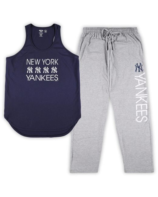 Concepts Sport Heather Gray New York Yankees Plus Meter Tank Top and Pants Sleep Set