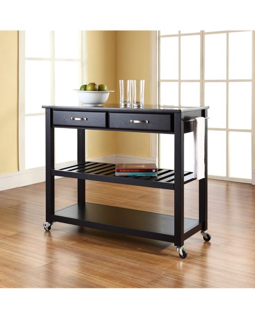 Crossley Solid Granite Top Kitchen Cart Island With Optional Stool Storage