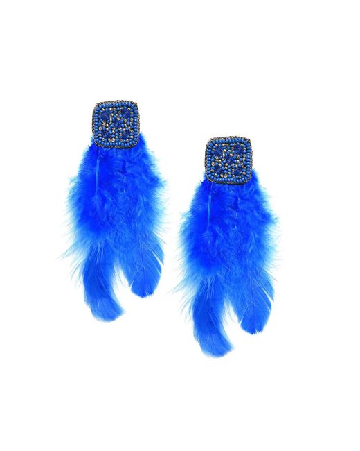 Sohi Beaded Feather Drop Earrings