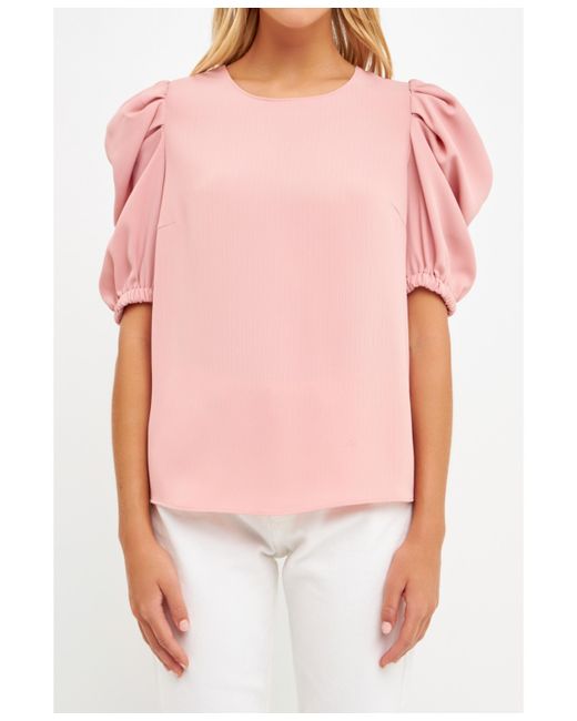 English Factory Pleated Puff Sleeve Top