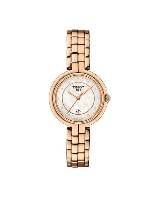 Tissot Swiss Flamingo Diamond Accent Rose Gold Pvd Stainless Steel Bracelet Watch 30mm