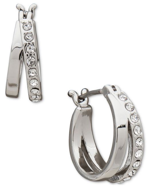Karl Lagerfeld Extra-Small Pave Split Hoop Earrings 0.49