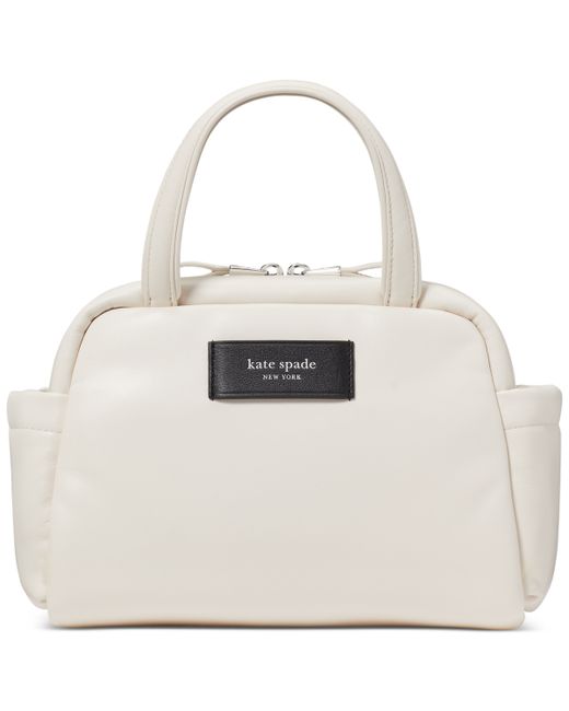 Kate Spade New York Puffed Smooth Leather Small Satchel Parchment.