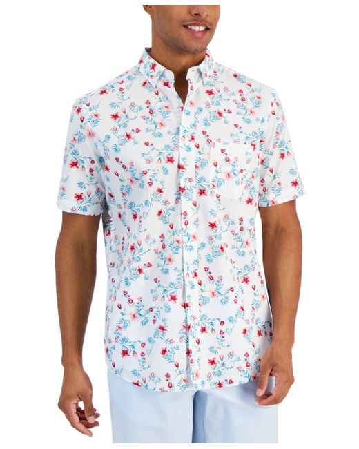 Club Room Hibiscus Floral Poplin Shirt Created for Macy