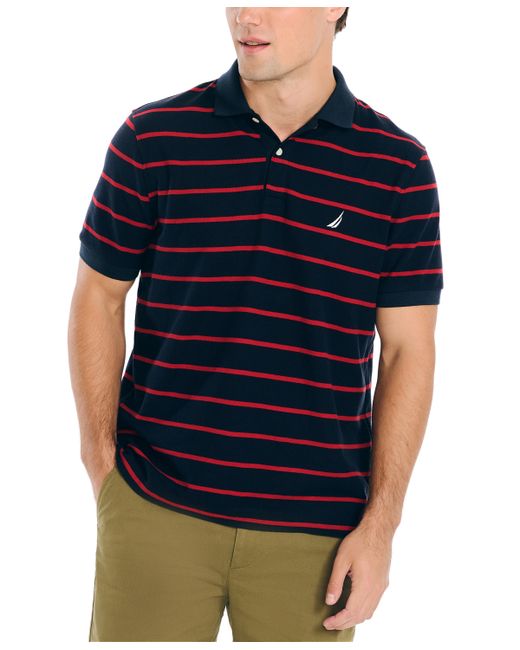 Nautica Classic-Fit Striped Performance Deck Polo Red