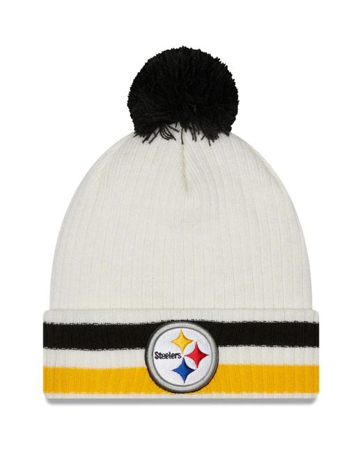 New Era Pittsburgh Steelers Retro Cuffed Knit Hat with Pom