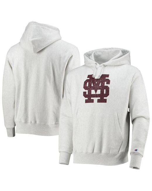 Champion Heathered Mississippi State Bulldogs Team Vault Logo Reverse Weave Pullover Hoodie