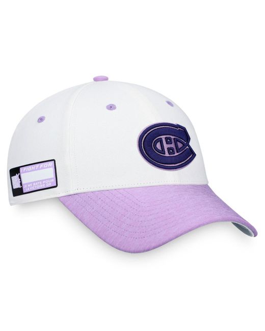 Fanatics Purple Montreal Canadiens 2022 Hockey Fights Cancer Authentic Pro Snapback Hat