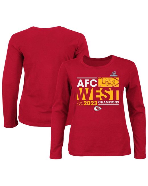 Fanatics Kansas City Chiefs 2023 Afc West Division Champions Plus Conquer Long Sleeve Crew Neck T-shirt